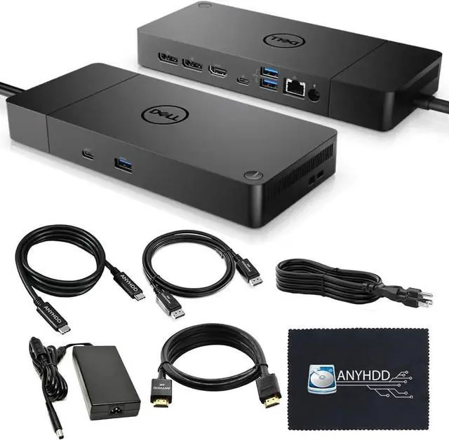 Main image of Dell WD19S Docking Station 130W (90W Power Delivery) - Dell Docking Station Dual Monitor for Laptop with 130W Power Adapter + HDMI Cable + DisplayPort Cable + USB-C Cable + Microfiber Cloth