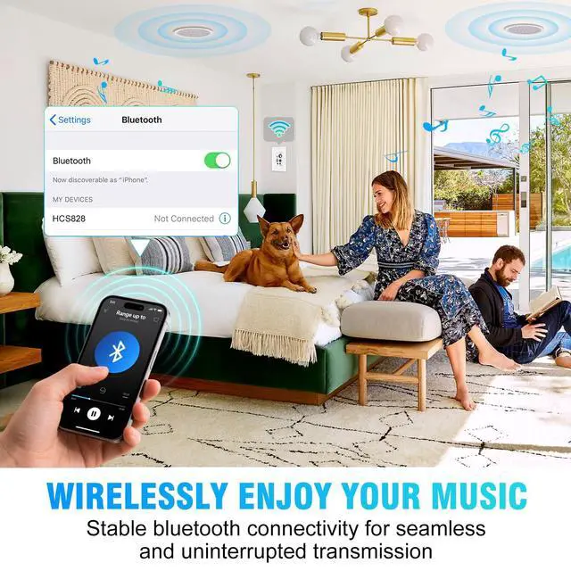 Alt view image 3 of 4 - 8" Bluetooth Ceiling Speaker with 4-Channel Wall Amplifier,800W Max Power Output 2 Pair - Perfect for Clear Sound in Living Room, Office, Kitchen, Basement & Covered Patio (4 Speakers)