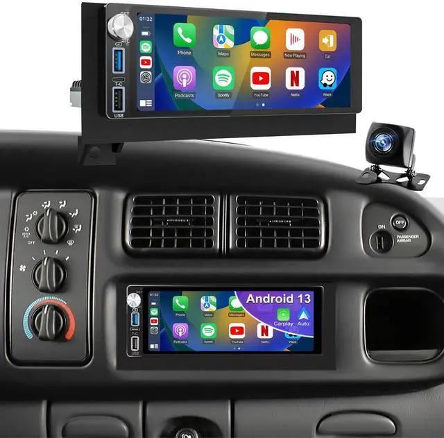 Main image of 64G 5GWiFi Upgrade Car Radio for Dodge Ram 1500/2500/3500 1994-2002, Jeep Wrangler 1997-2002, Cherokee 1997-2001, 6.86inch Grand Cherokee Stereo Touch Screen Carplay Android Auto GPS FM Fast Charger
