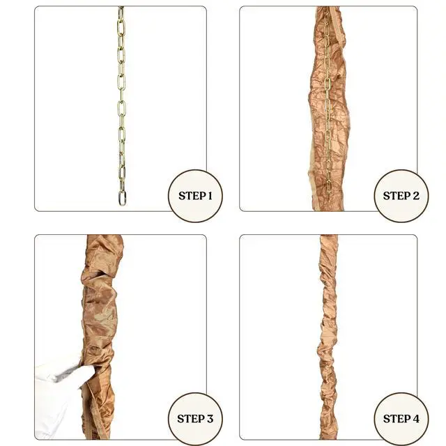 Alt view image 4 of 4 - Cord & Chain Cover 4 ft Silk Type Fabric, Chandelier Pendant Lighting Chain & Cable Management, Touch Fastener, Burgundy - 4 Pack