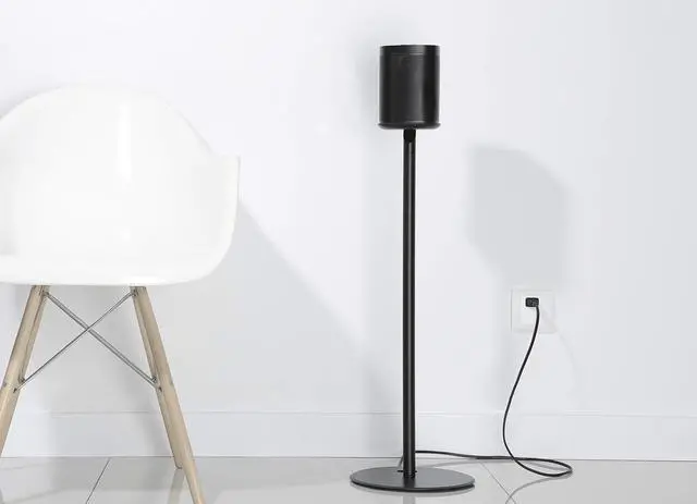 Alt view image 3 of 4 - Fixed Height Floor Stand Compatible with Sonos One, SL and Play:1 Speaker | 2 Pack | YN-ONE Pair (Black)
