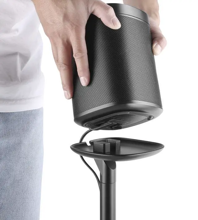 Alt view image 4 of 4 - Fixed Height Floor Stand Compatible with Sonos One, SL and Play:1 Speaker | 2 Pack | YN-ONE Pair (Black)