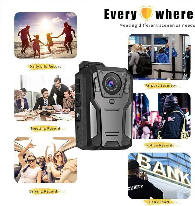Alt view image 4 of 4 - P100 2K Police Body Camera 128GB Body Cam 12 Hours Continuous Recording USB-C Infrared Night Vision Waterproof Shockproof Lightweight Data-encrypt for Law Enforcement Record