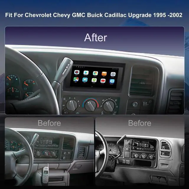 Alt view image 2 of 4 - QLED Radio for Chevy GMC Buick Cadillac 1995 1996 1997 1998 1999 2000 2001 2002,8 core Touch Screen Stereo Upgrade,Wireless carplay & Android Auto,Free Backup Camera