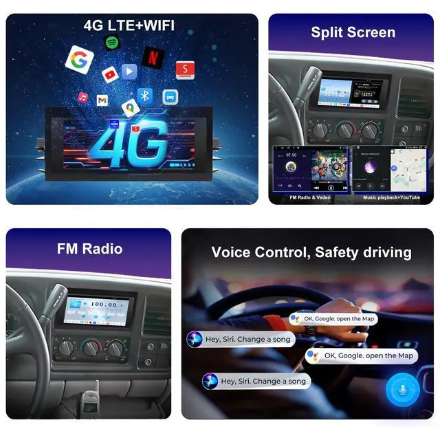 Alt view image 3 of 4 - QLED Radio for Chevy GMC Buick Cadillac 1995 1996 1997 1998 1999 2000 2001 2002,8 core Touch Screen Stereo Upgrade,Wireless carplay & Android Auto,Free Backup Camera