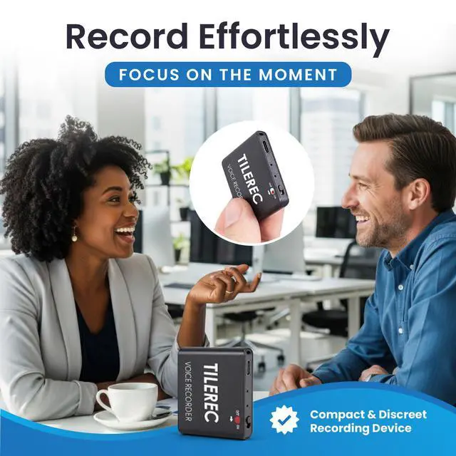 Alt view image 3 of 4 - TileRec Voice-Activated Audio Recorder 64GB Digital Dictaphone with Playback, USB-C, Metal Case Portable Recorder for Meetings & Lectures