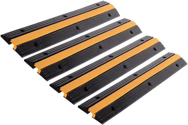 Main image of 4 Pack Rubber Cable Ramp Hose Cable Protector Ramp 1 Channel 11000Lbs Load Capacity Traffic Speed Bump Wires Power Lines Extension Cord Cover for Indoor Outdoor