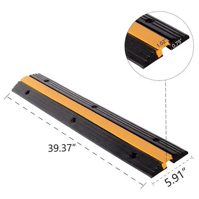Alt view image 2 of 4 - 4 Pack Rubber Cable Ramp Hose Cable Protector Ramp 1 Channel 11000Lbs Load Capacity Traffic Speed Bump Wires Power Lines Extension Cord Cover for Indoor Outdoor