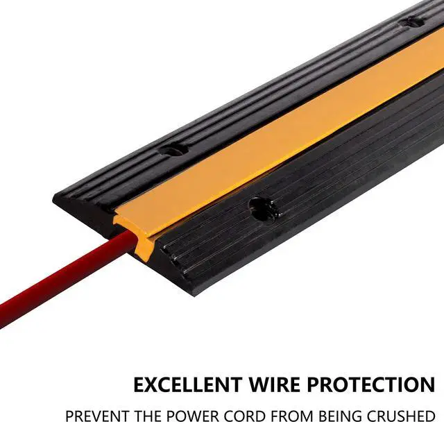 Alt view image 3 of 4 - 4 Pack Rubber Cable Ramp Hose Cable Protector Ramp 1 Channel 11000Lbs Load Capacity Traffic Speed Bump Wires Power Lines Extension Cord Cover for Indoor Outdoor