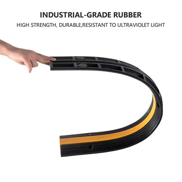 Alt view image 4 of 4 - 4 Pack Rubber Cable Ramp Hose Cable Protector Ramp 1 Channel 11000Lbs Load Capacity Traffic Speed Bump Wires Power Lines Extension Cord Cover for Indoor Outdoor