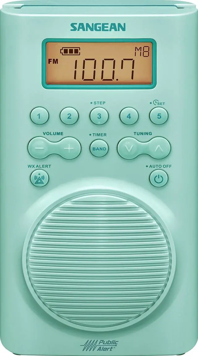 Main image of H205TQ Portable AM/FM/Weather Alert Digital Tuning Waterproof Shower Radio, Turquoise