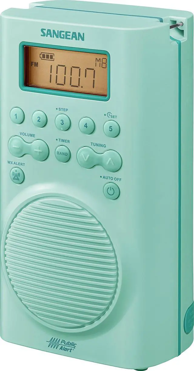 Alt view image 2 of 4 - H205TQ Portable AM/FM/Weather Alert Digital Tuning Waterproof Shower Radio, Turquoise