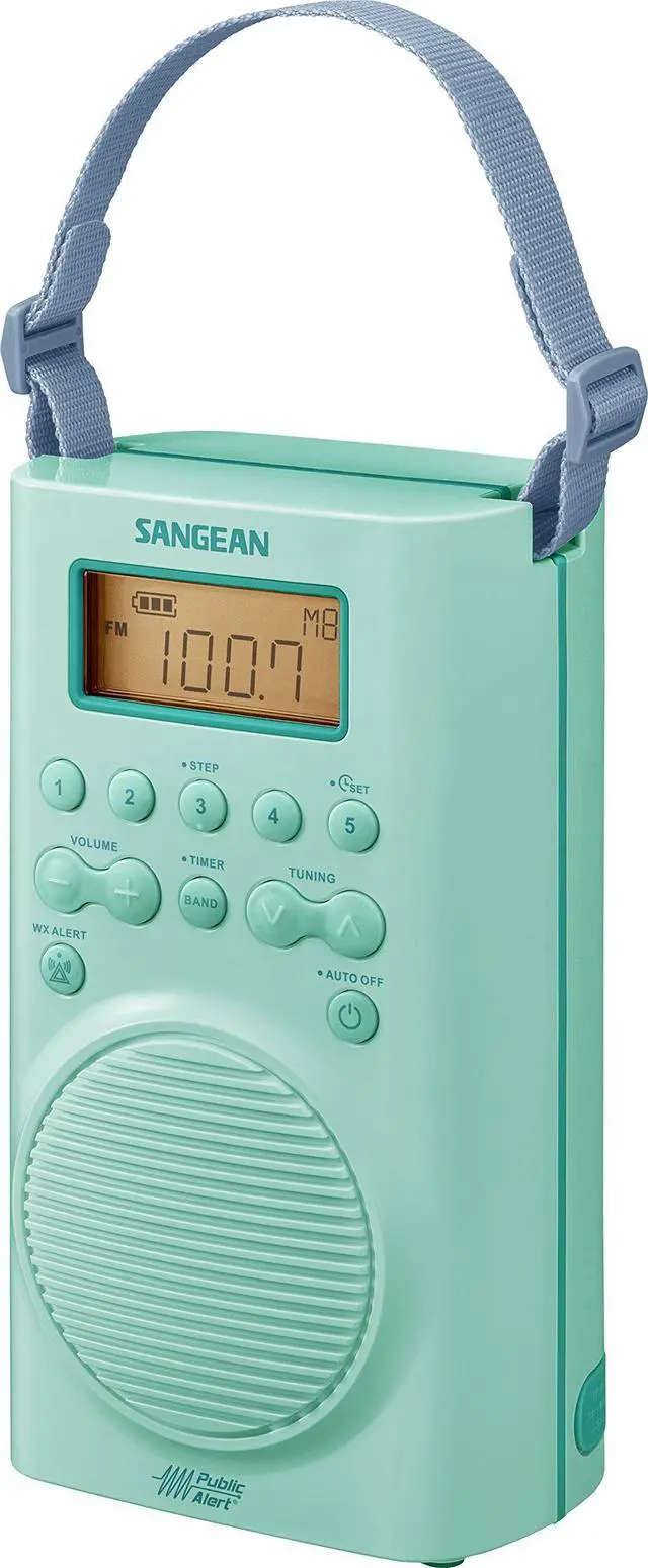 Alt view image 3 of 4 - H205TQ Portable AM/FM/Weather Alert Digital Tuning Waterproof Shower Radio, Turquoise
