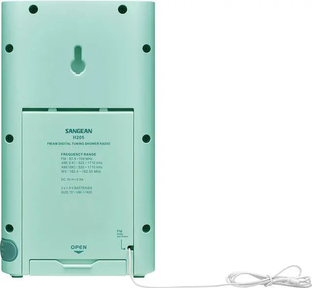 Alt view image 4 of 4 - H205TQ Portable AM/FM/Weather Alert Digital Tuning Waterproof Shower Radio, Turquoise