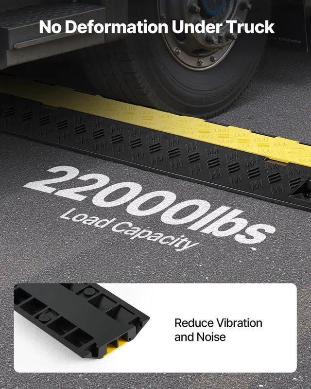 Alt view image 3 of 4 - 3 PCs Rubber Cable Protector Ramp, 2 Channel Heavy Duty TPU Floor Cord Hose Wire Cover, 1.2'' W x 1.1'' H Channel Size, Traffic Speed Bump with Flip-Open Top Cover, for Indoor Outdoor Use