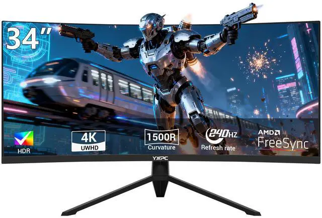 Main image of 34 Inch Curved Ultrawide Gaming Monitor, WQHD 1440P 240Hz Computer Screen, 21:9 1500R 1ms MPRT 4000:1 Contrast, HDR10, 300nits, sRGB 99%, Height Adjustable Stand, HDMI 2.0, DP 1.4, VESA