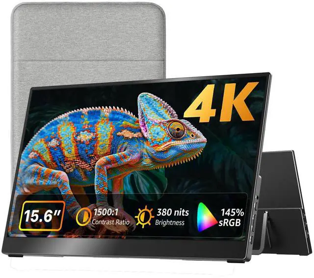 Main image of Portable Monitor 15.6 inch 4K UHD 145% sRGB 60Hz, Travel Monitor for Laptop MacBook Surface PC Xbox PS5, HDMI USB-C VESA Compatible Built-in Speaker