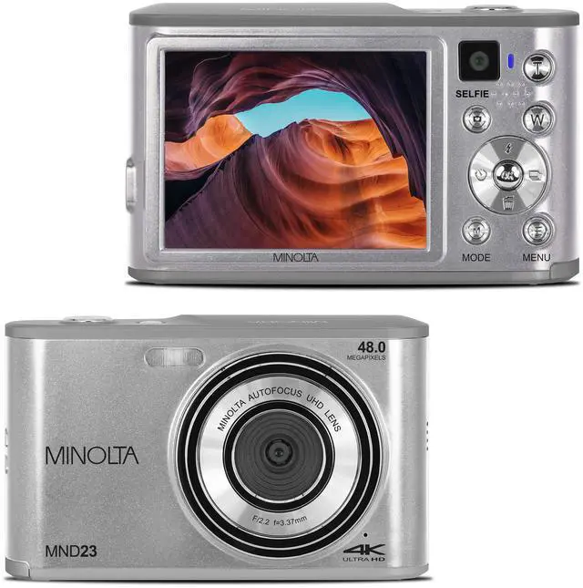 Main image of 48MP Digital Camera with Rear Selfie Lens 4K Ultra HD Video, 2.8" LCD Screen, 16X Digital Zoom, Autofocus, Slow Motion, Time Lapse, Filters, Scene Modes, 32GB Card Included (Silver)
