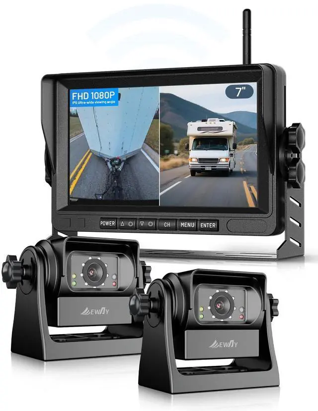 Main image of 2X Magnetic Wireless WiFi Backup Camera 7" IPS Monitor HD 1080P Rechargeable Battery No Wiring, Rear Reverse Monitoring Hitch Camera for Car Truck Pickup RV Camper 5th Wheel Horse Boat Trailer