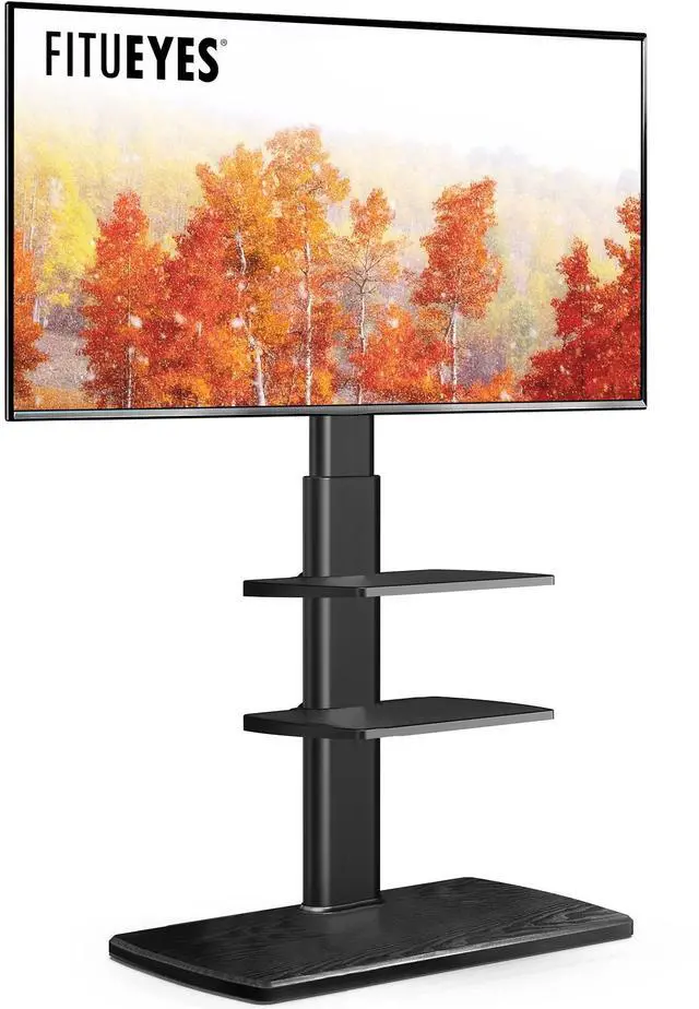 Main image of TV Floor Stand for Living Room Bedroom, Tall TV Stands with Sturdy Wood Base for 32 39 40 43 49 50 55 60 65 70 Inch TVs, Corner Stand with Height Adjustable Shelves, Swivel Black