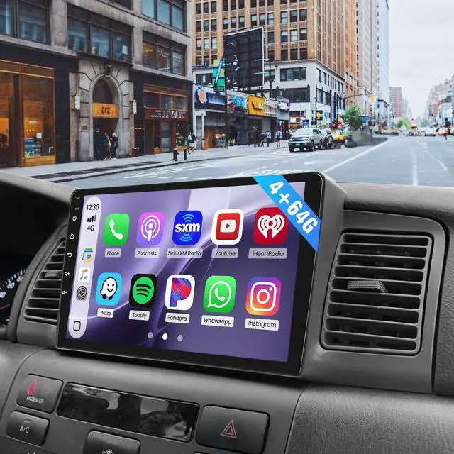 Main image of 4+64G Car Radio for Toyota Corolla EX 2005 2006 2007 2008 2009 2010 2011 2012, 9" Touch Screen for Corolla Car Stereo Upgrade Carplay Android Auto with 32EQ DSP Bluetooth5.0 1280 * 720 GPS Navi WiFi