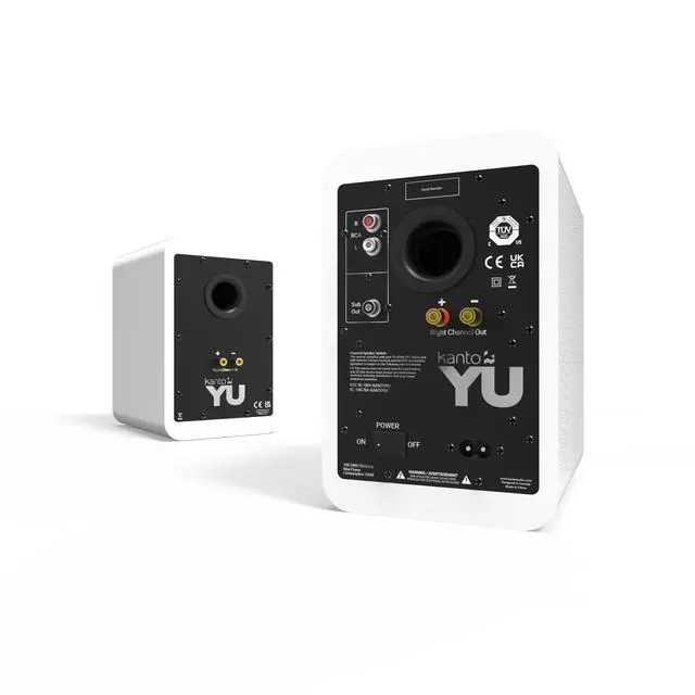 Alt view image 3 of 4 - YUW 140W Powered Speakers with Bluetooth® 4.2 and RCA Input | Features Signal Detection and Auto Stand-by | Remote Included | Pair | Matte White