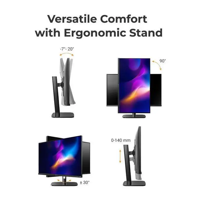 Alt view image 3 of 4 - MH2704 27 Inch Height Adjustable Monitor, 144Hz, 1080P, Tilt, Swivel, Pivot, HDMI, DisplayPort, Speakers, Adaptive Sync