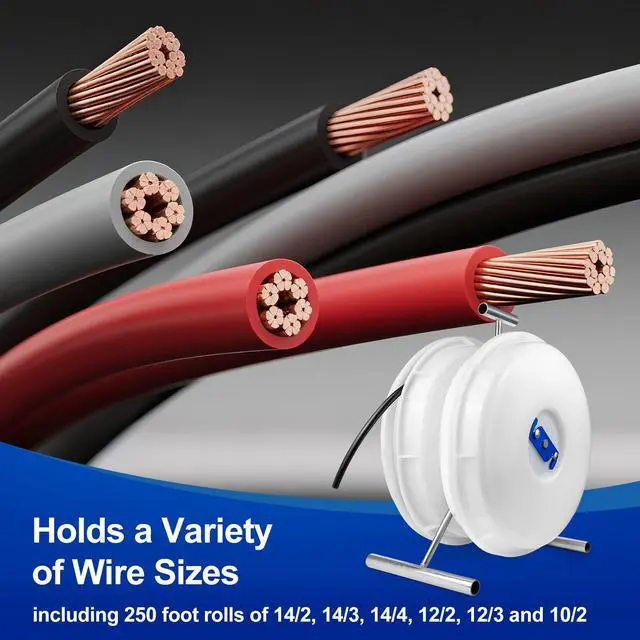 Alt view image 3 of 6 - 415D Wire Dispenser Wheel, 2 Reel Wire Dispenser Kit Cable dispenser Wheel for 250 Foot Rolls of 14/2, 14/3, 14/4, 12/2, 12/3 and 10/2