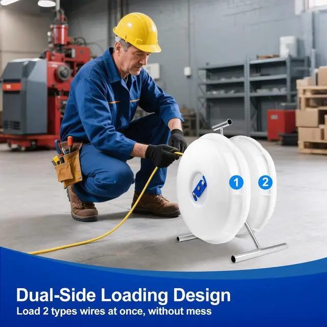 Alt view image 4 of 6 - 415D Wire Dispenser Wheel, 2 Reel Wire Dispenser Kit Cable dispenser Wheel for 250 Foot Rolls of 14/2, 14/3, 14/4, 12/2, 12/3 and 10/2