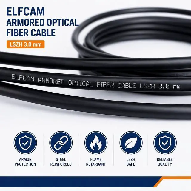 Alt view image 4 of 4 - ® - 300m/984.2ft Outdoor and Indoor Shielded Armored Fiber Optic Cable LC/UPC to LC/UPC OS2 Singlemode Duplex 9/125m LSZH, Black (300M)