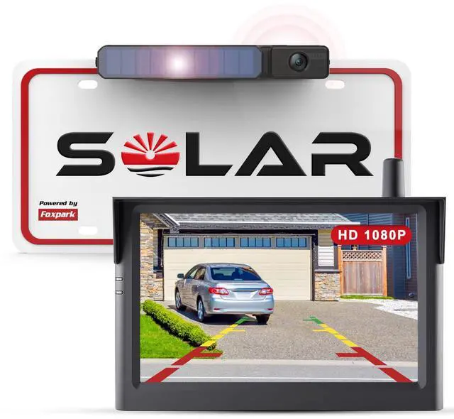 Main image of Solar Wireless Backup Camera, 1080P 5'' Monitor Back Up Camera Systems Wireless, 3 Mins DIY Installation, Reverse Camera for Car, Truck, Van, RV