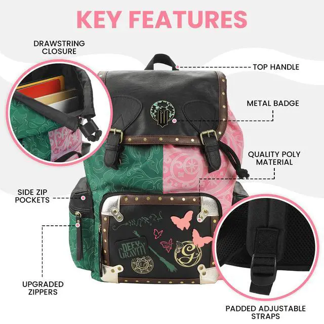 Alt view image 2 of 6 - Wicked Magical Icons Spilt 18" Pink & Green Rucksack