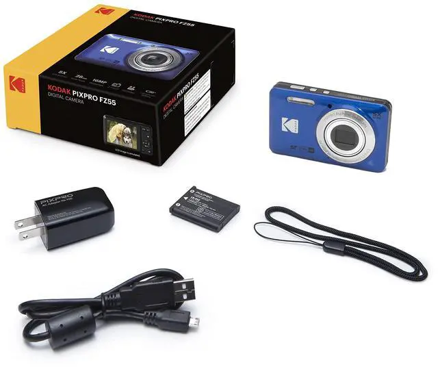 Alt view image 5 of 5 - Kodak PIXPRO FZ55 Digital Camera (Blue) + Point & Shoot Camera Case + Sandisk 128GB SDXC Memory Card