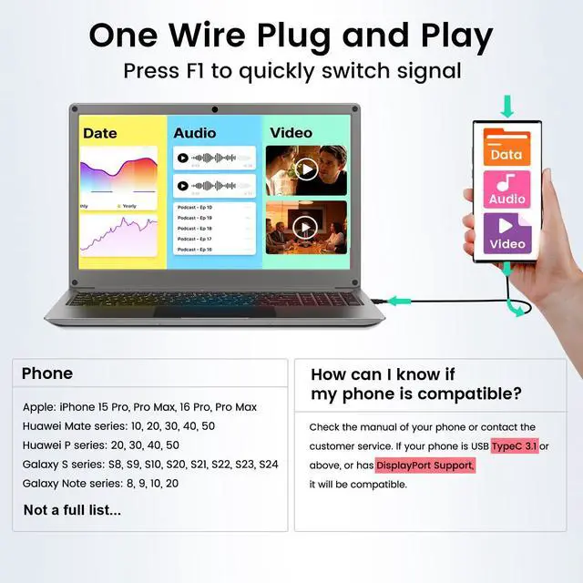 Alt view image 4 of 4 - Portable Monitor with Keyboard, 15.6 Inch Lapdock Display with 6000mah Battery,CrowView Note 1080P FHD USB C Monitors with RPi5&Jetson Adapters Compatible with RPi5, PC, Phone, Mac, Game Console