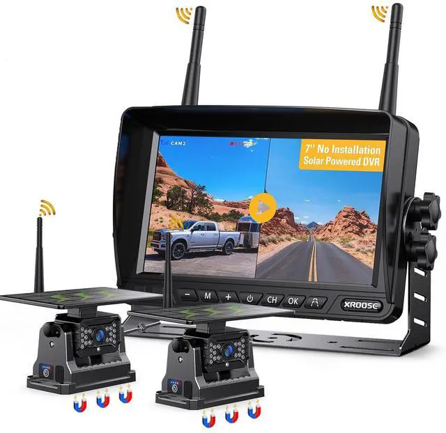 Main image of Dual Wireless Magnetic Backup Camera for Trailer,7 1080P HD 4CH Monitor 2-Min Easy Install No Wiring 25H Long Battery Life 21000mAh Rechargeable No Delay Reverse Camera System for RV Truck