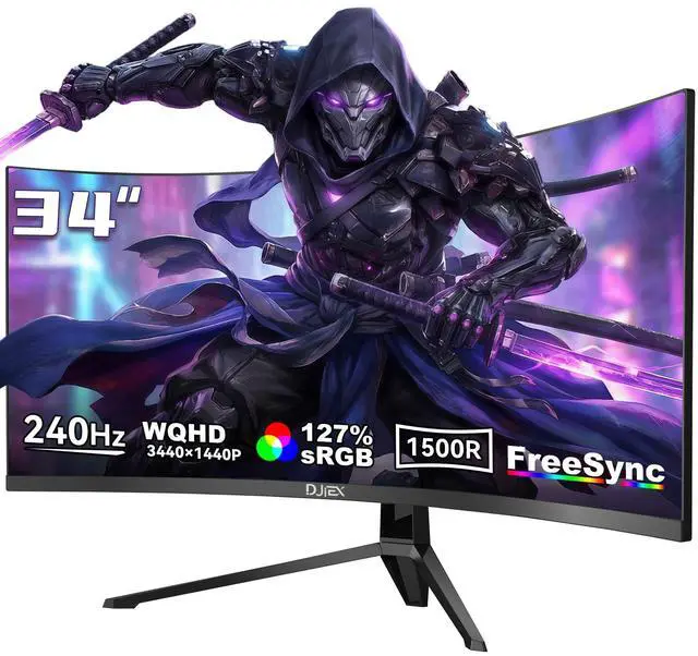 Main image of 34 Inch 240Hz Curved Gaming Monitor WQHD 3440x1440, 21:9 Ultrawide Computer Monitor with 1500R, VA Panel, 127% sRGB, HDR10, FreeSync, HDMI, DisplayPort, VESA, for Gaming, Business