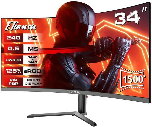 Main image of 34Inch UWQHD Curved Gaming Monitor,1500R 240Hz Ultrawide Monitor,PIP/PBP,0.5ms FreeSync,125% sRGB,95% DCI-P3,Monitor with Speaker,HDMI2.1,DP1.4,VESA