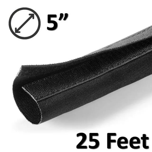 Alt view image 2 of 3 - 5" Hook and Loop Nylon Fast Wrap Sleeve Cable Management - 25 Feet - Black