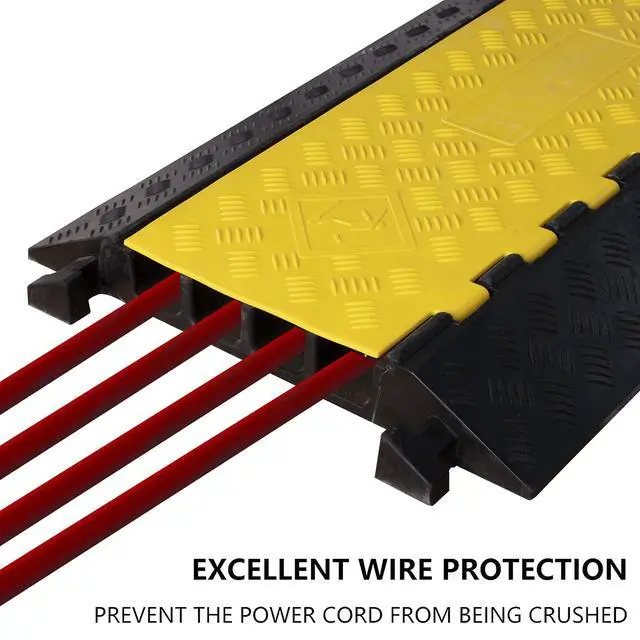 Alt view image 3 of 4 - 1 Pack Rubber Cable Ramp Hose Cable Protector Ramp 4 Channel 22000Lbs Load Capacity Traffic Speed Bump Wires Power Lines Extension Cord Cover for Indoor Outdoor
