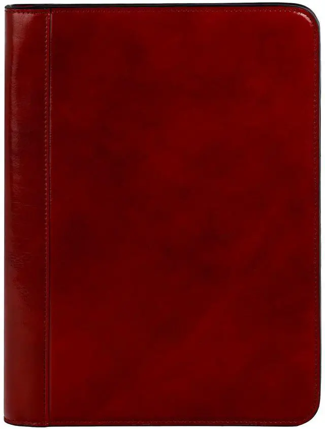 Main image of Leather Portfolio - A4 Document Folder - Italian Handcrafted Padfolio Organizer (Red) - Gift Box Included