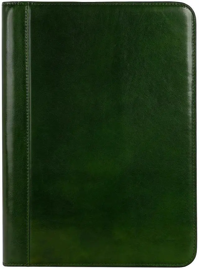 Main image of Leather Portfolio - A4 Document Folder - Italian Handcrafted Padfolio Organizer (Green) - Gift Box Included