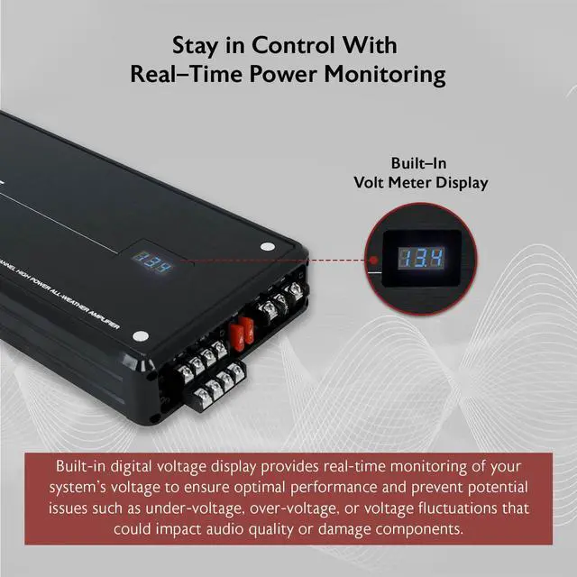 Alt view image 4 of 4 - Atom P30 600W RMS (2400W Peak) 4-Channel Marine/ATV/Car Amplifier with Voltmeter
