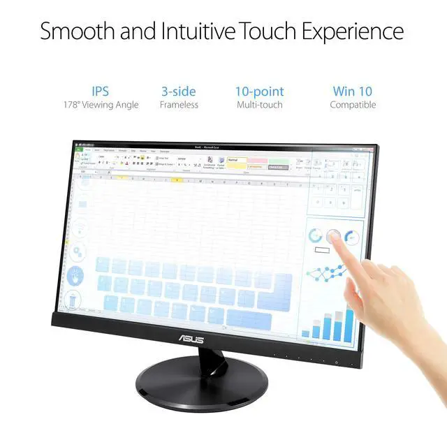 Alt view image 2 of 4 - VT229H 21.5" Monitor 1080P IPS 10-Point Touch Eye Care with HDMI VGA, Black