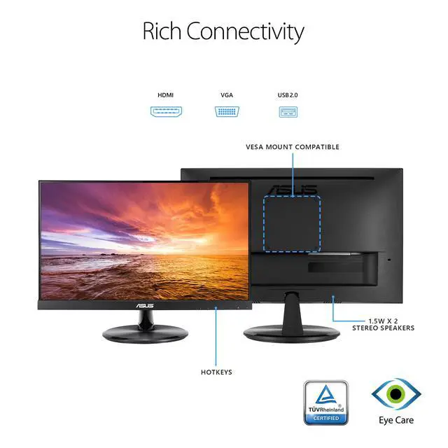 Alt view image 4 of 4 - VT229H 21.5" Monitor 1080P IPS 10-Point Touch Eye Care with HDMI VGA, Black