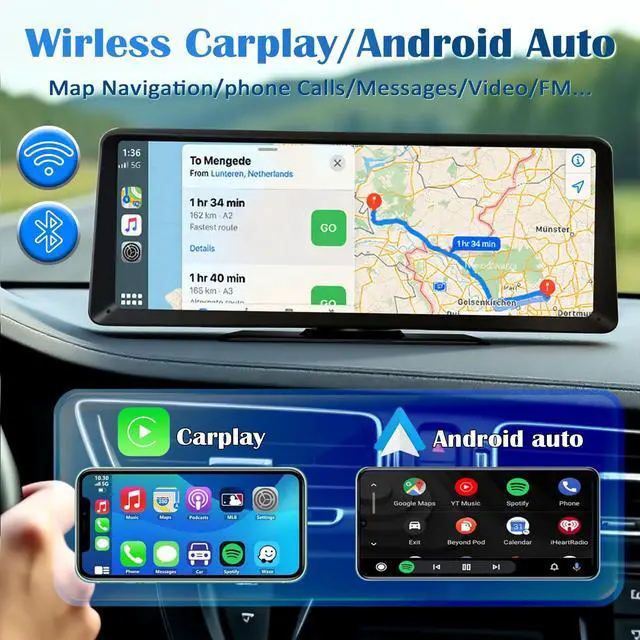 Alt view image 2 of 4 - 8.1" HD Carplay Screen for Car Stereo, 2K Dash Cam Wireless Portable Touch Screen Car Play with Apple Carplay & Android Auto with 1080P Back Up Camera, Bluetooth, Mirror Link, GPS, AUX, Voice Control