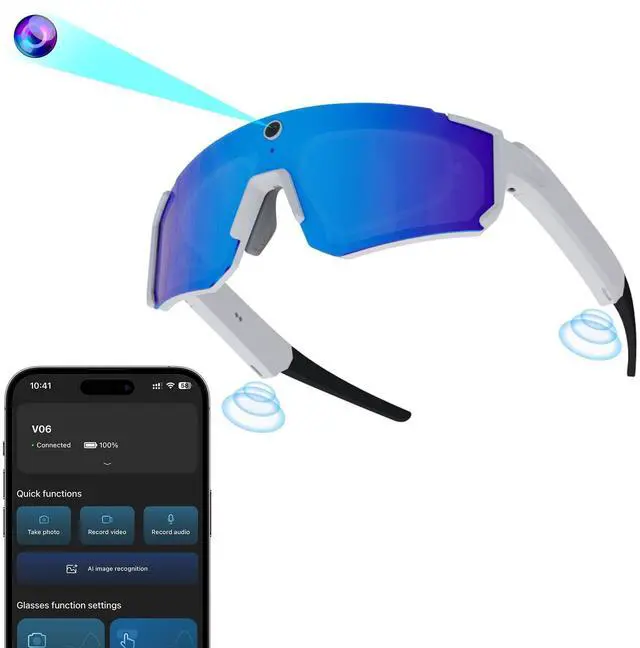 Main image of AI Pro Camera Glasses 32MP - Recording Glasses with 6-Axis EIS Stabilization, ChatGPT Voice Assistant, IP56 Waterproof, Dual-Mic ENC Noise Cancelling, for Cycling & Hiking