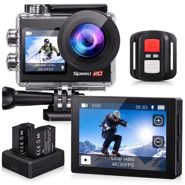 Main image of Action Camera 4K Waterproof Camera 20MP with Touch Screen Underwater Camera 131FT with EIS for Snorkeling Helmet Bike 170° Wide Angle Remote WiFi 5XZoom