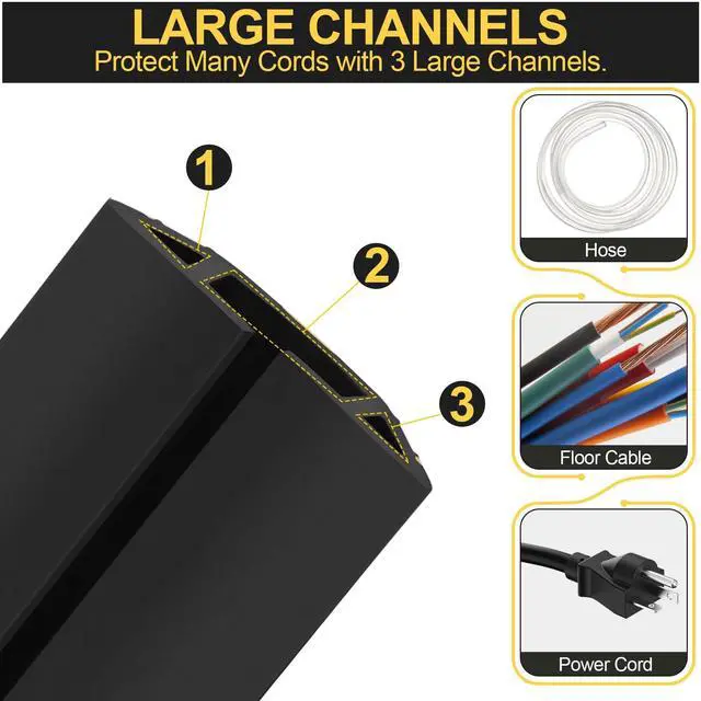 Alt view image 3 of 4 - 30FT Floor Cord Cover Heavy Duty Cable Cover Protector with 3 Channels Extension PVC Floor Wire Cover Outdoor Cord Hider Management Cord Cover for Wire on Floor for Home Office Outdoor