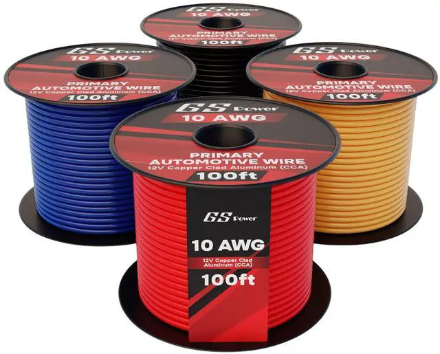 Main image of 400ft CCA 10 Gauge Wire Automotive, 4 Colors 100ft per Roll, 10 AWG 12v, Flexible Speaker Electrical Wire Low Voltage Primary for Car Stereo Audio Trailer Harness Hookup Wiring DIY