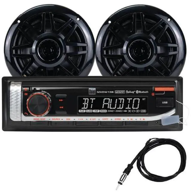 Main image of MXP152B Marine Stereo with (2) 6.5" Marine Speakers & Antenna | AM/FM Boat Radio Digital Media Receiver with Built-in Bluetooth | USB Playback with 2.1A Fast Charging | Black
